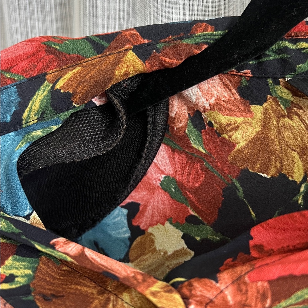 Zara Multicolor Floral Satin Button-Down Shirt - Picture 6 of 6